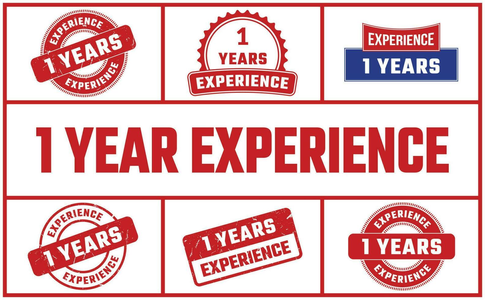 1 Years Experience Rubber Stamp Set vector