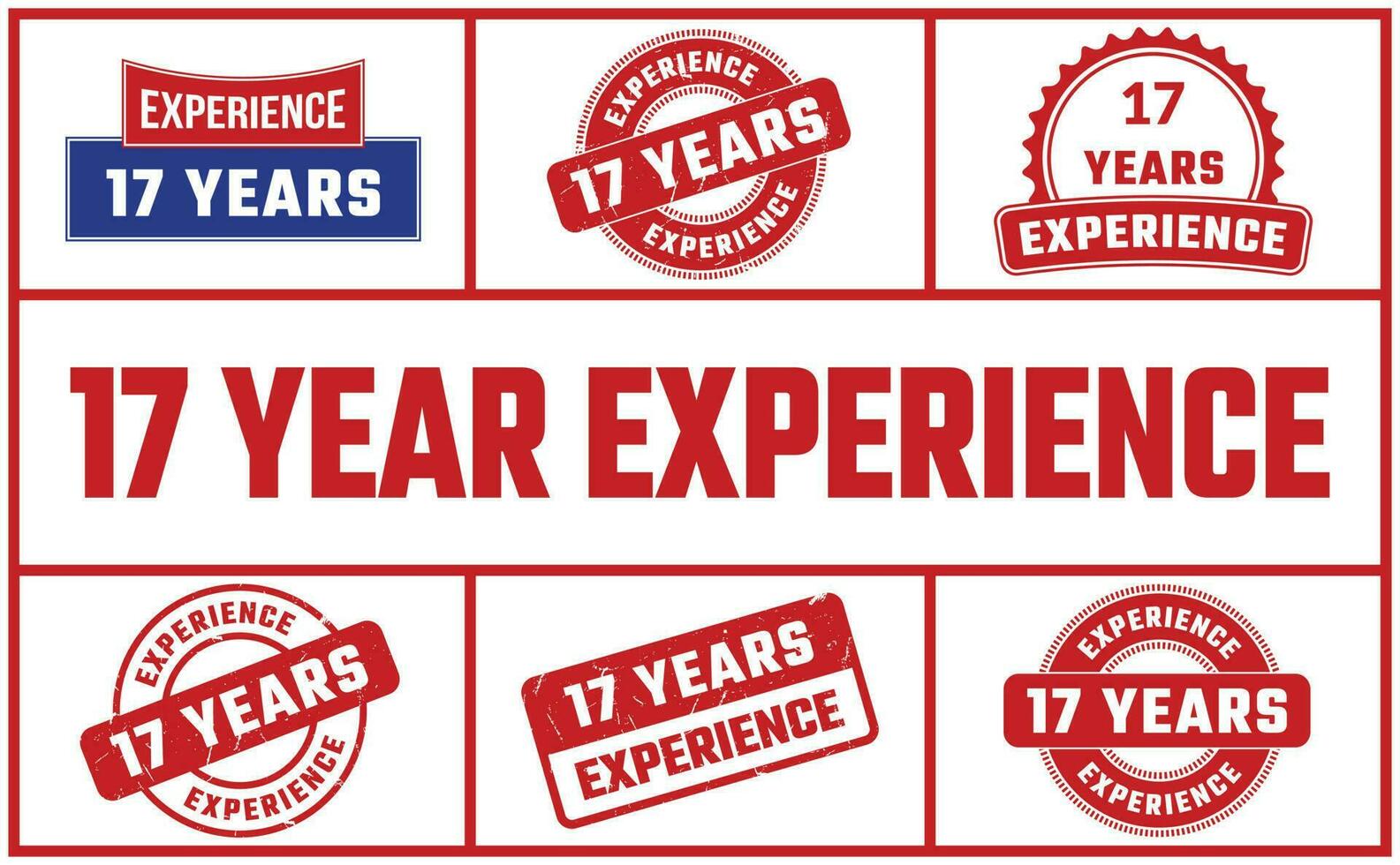 17 Years Experience Rubber Stamp Set vector