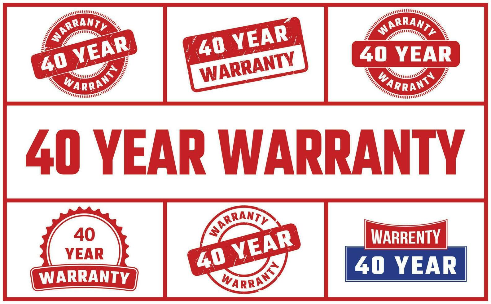 40 Year Warranty Rubber Stamp Set vector