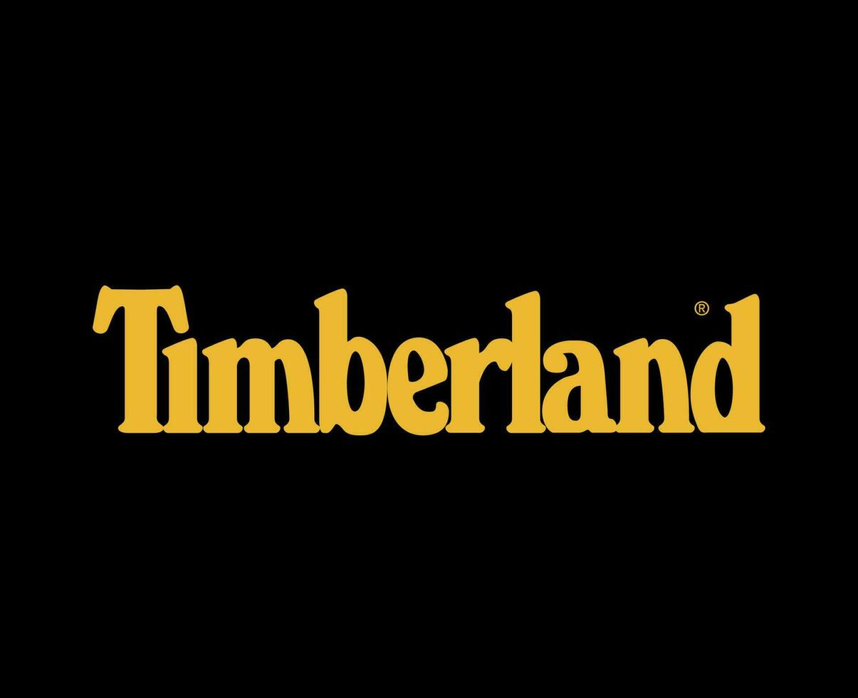 Timberland marca símbolo logo nombre amarillo ropa diseño icono resumen vector ilustración con negro antecedentes