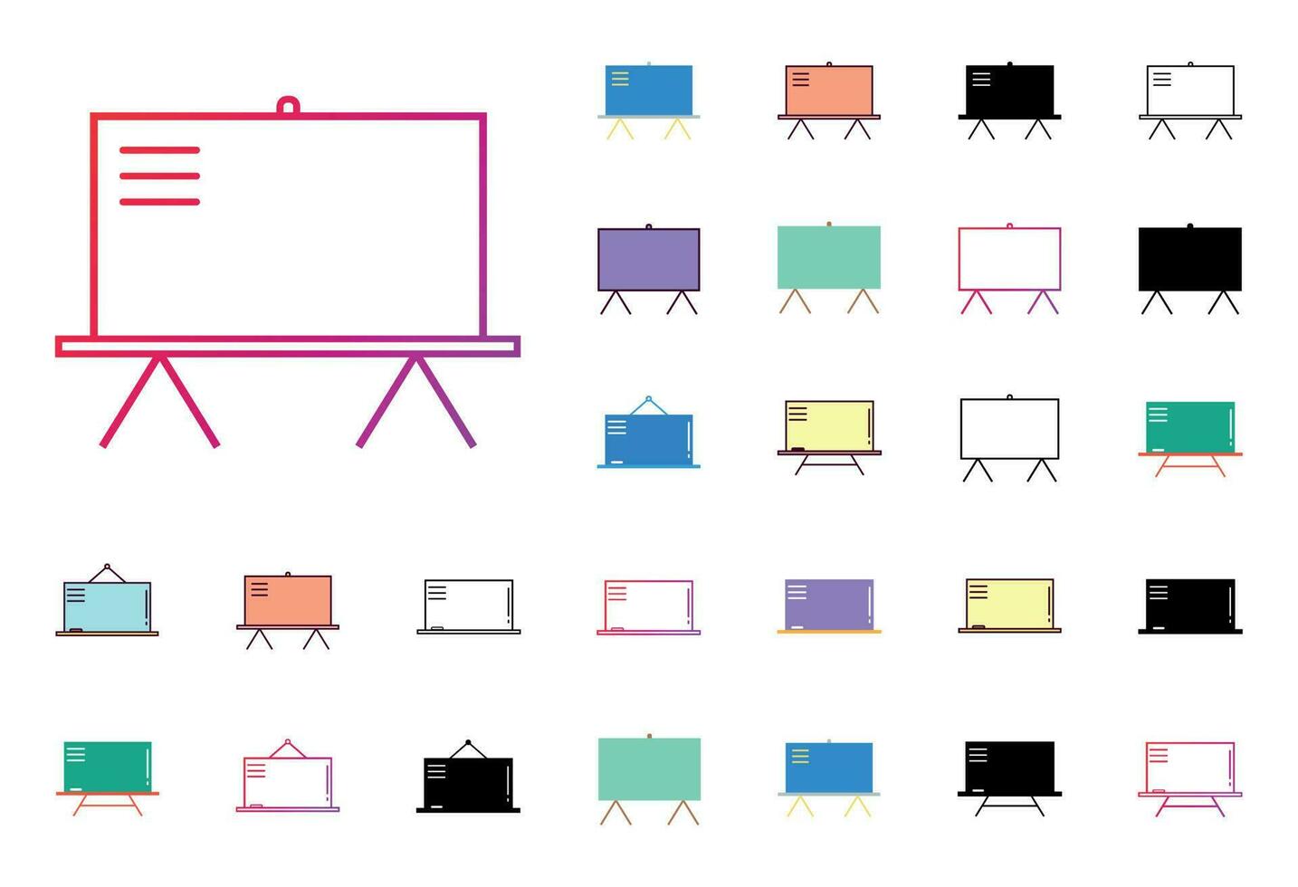 Blackboard Icon Set Vector Illustration