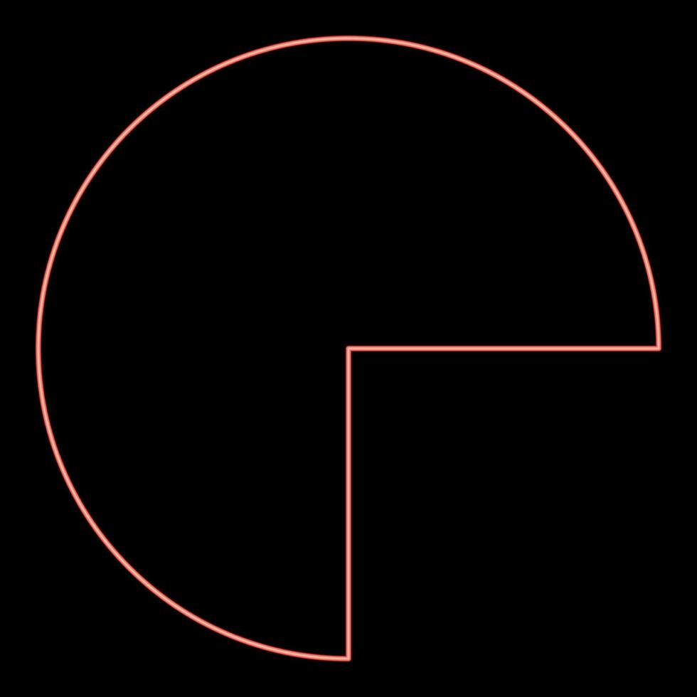 Neon part circle 34 three four red color vector illustration image flat style