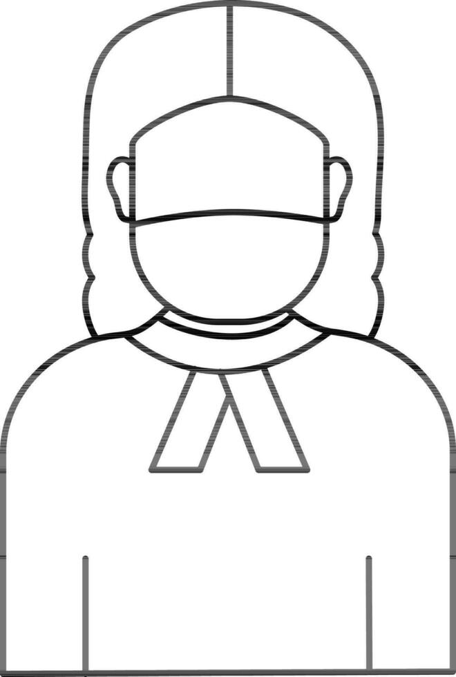 Female Judge Wear Mask Icon In Stroke Style. vector