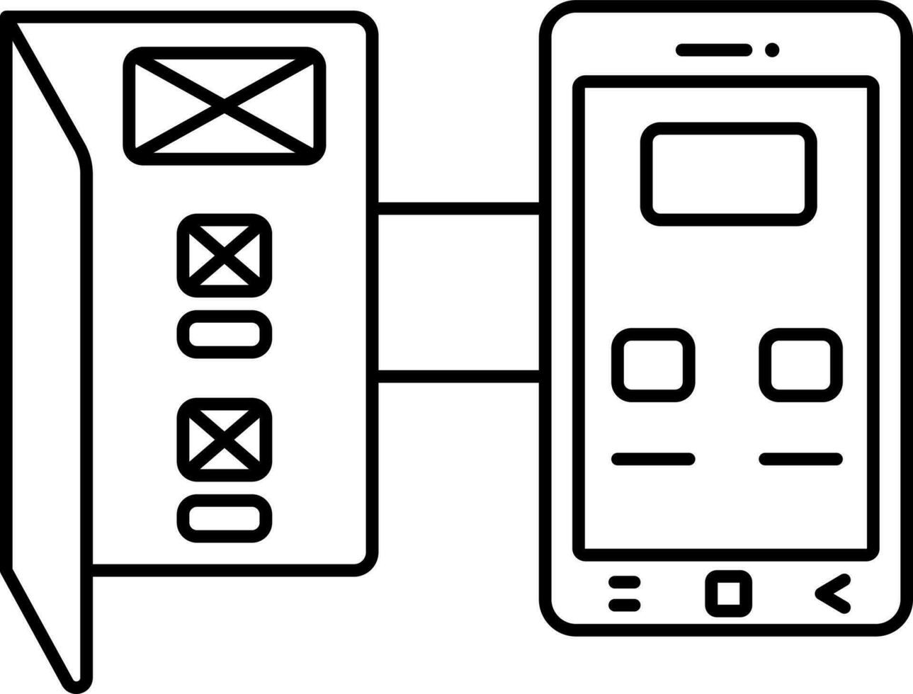 Flat Style Mobile Wireframe Line Art Icon. vector