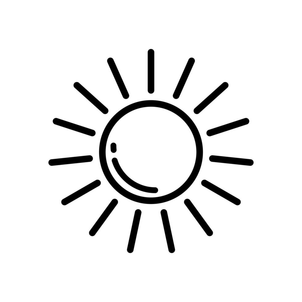 Sun Lineal Icon Symbol Vector. Black Outline Sun Icon vector