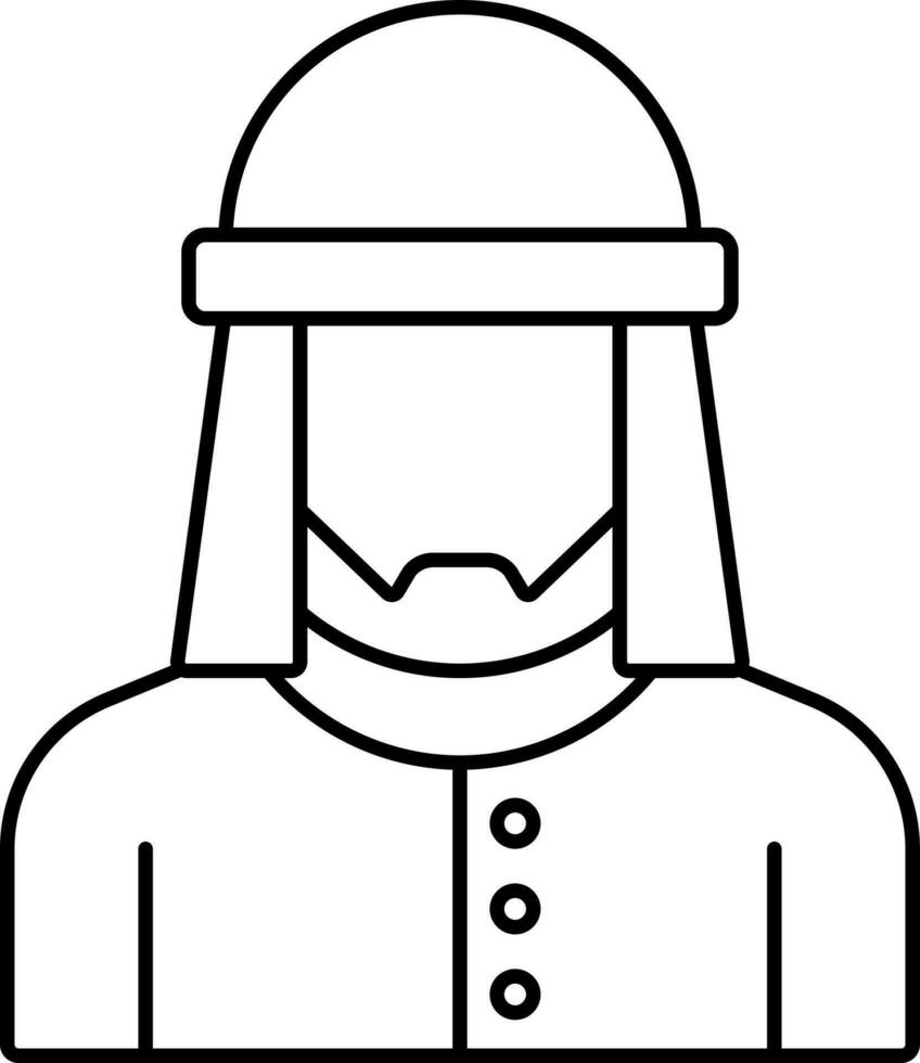 Arabian Man Icon Or Symbol In Stroke Style. vector