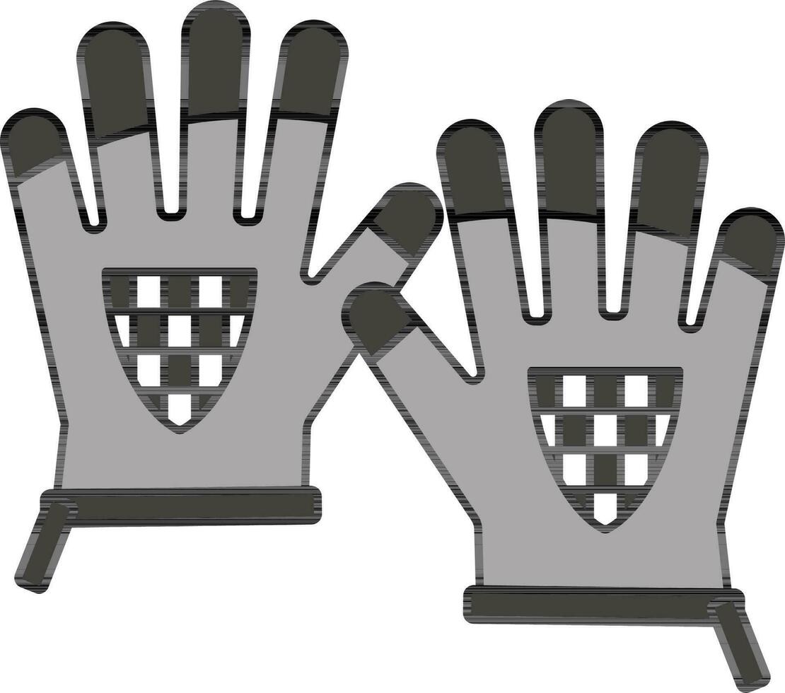 Gray And White Sports Gloves Icon Or Symbol. vector