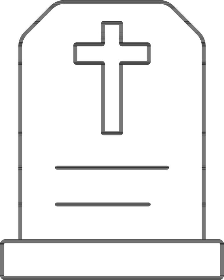 Flat Style Tombstone Line Art Icon. vector