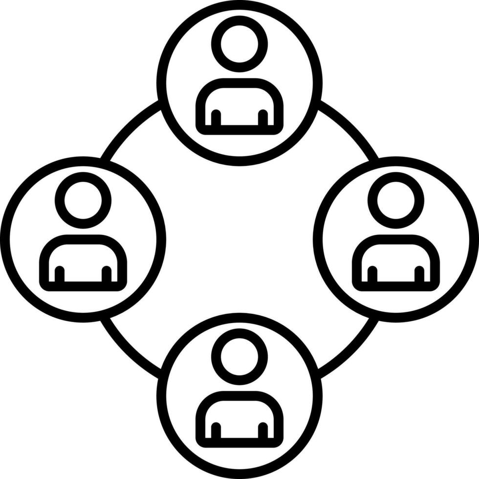 Flat Style User Connection Black Stroke Icon. vector