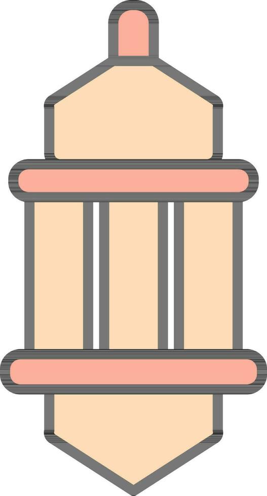 Flat Style Arabic Lantern Icon In Red And Orange Color. vector