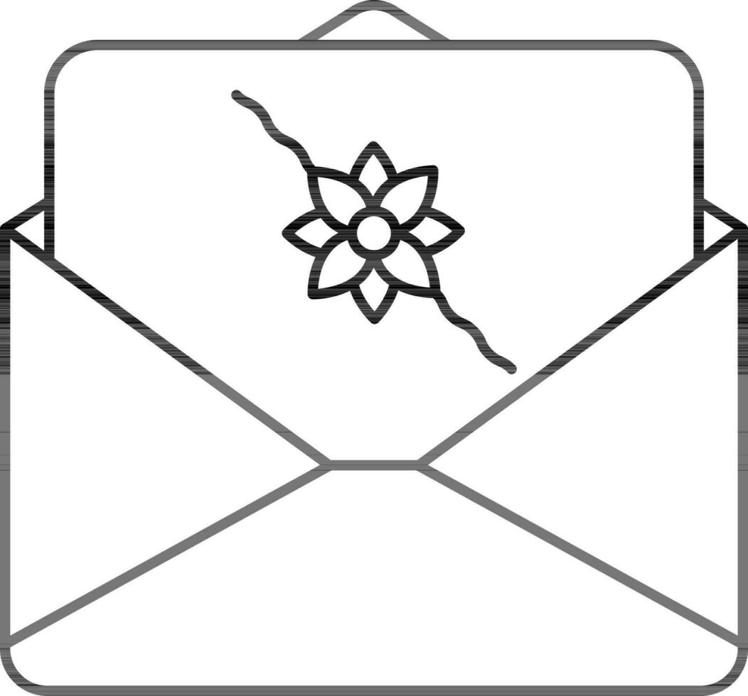 Linear Style Raksha Bandhan Card In Envelope Icon. vector