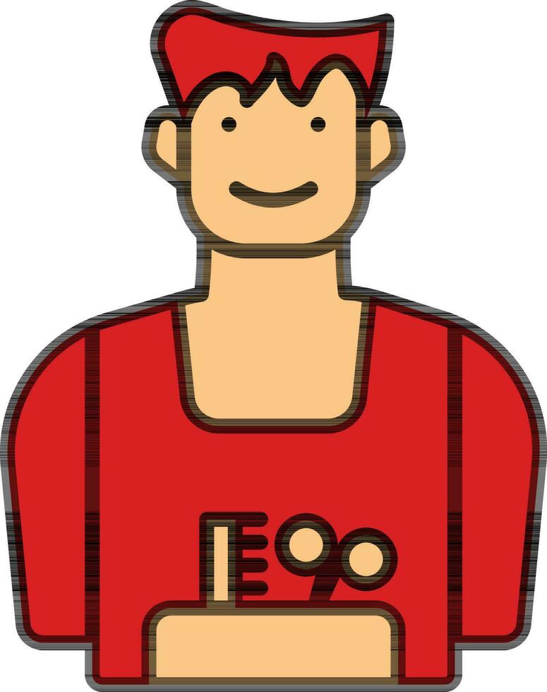 Isolated Barber Man Icon In Red And Orange Color. vector