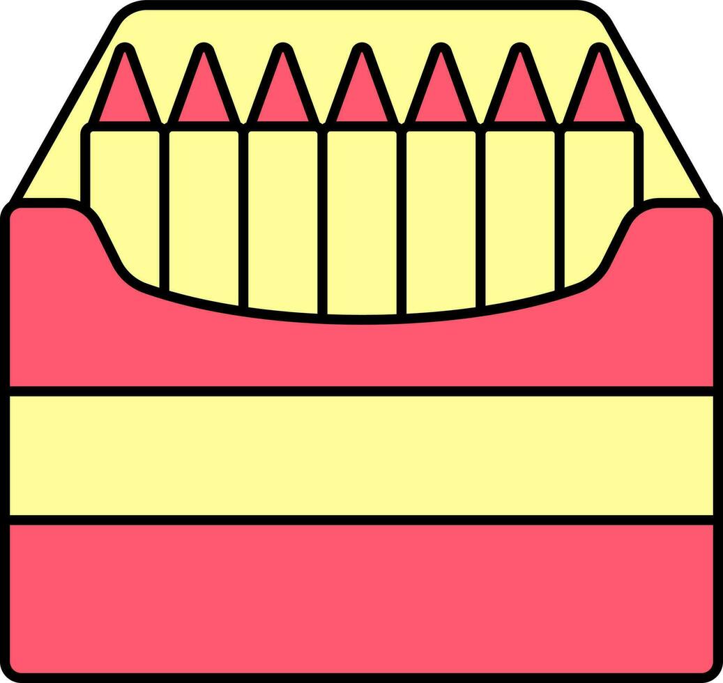 Crayons or Color Pencil Box Red And Yellow Icon. vector