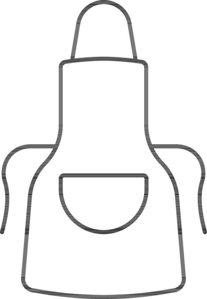 Apron Icon In Black Line Art. vector