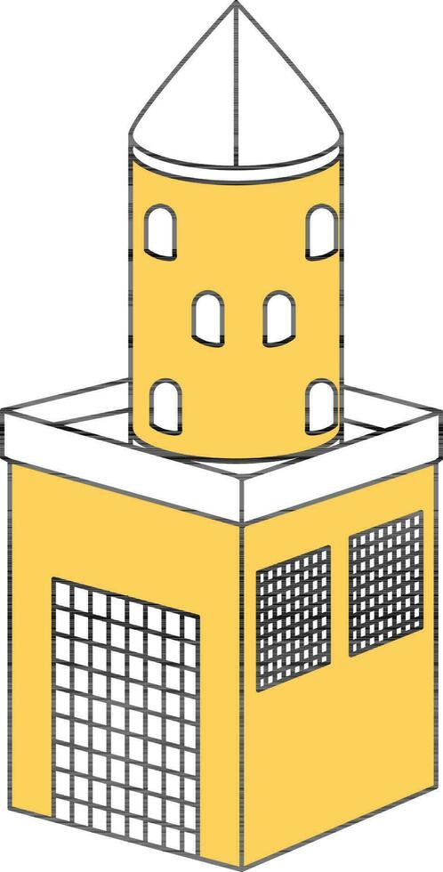 castillo torre icono en amarillo y blanco color. vector