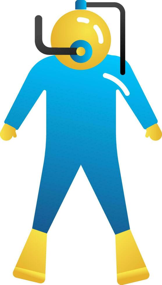Scuba Diving Icon In Blue And Yellow Color. vector