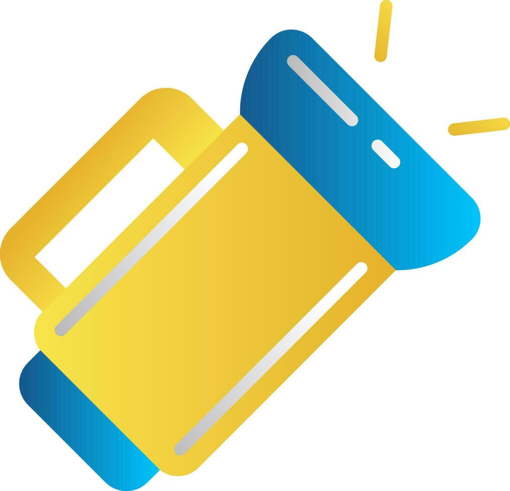 Blue And Yellow Dive Light Or Torch Icon. vector