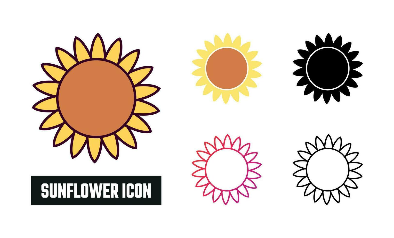 girasol icono conjunto vector ilustración