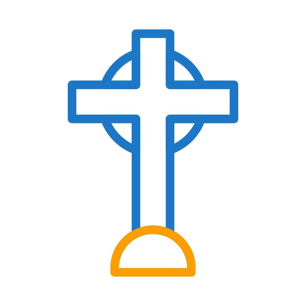salib icono duocolor azul naranja color Pascua de Resurrección símbolo ilustración. vector