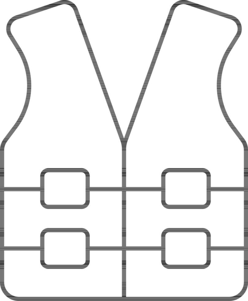 Life Vest Icon In Black Line Art. vector