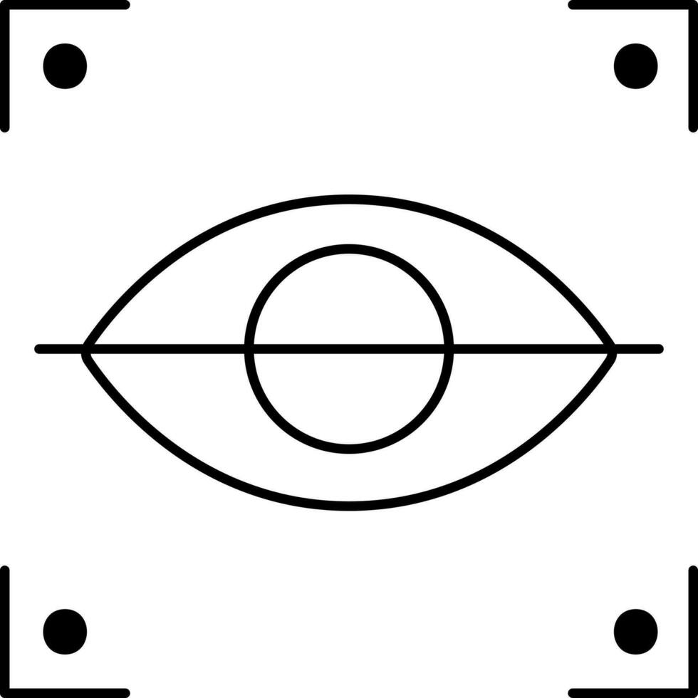 Retina Scanner Icon In Black Outline. vector