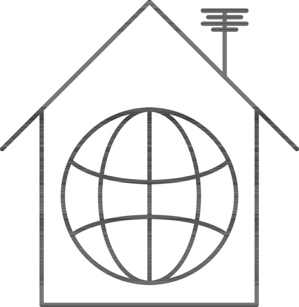 Linear Style Global Home Icon Or Symbol. vector