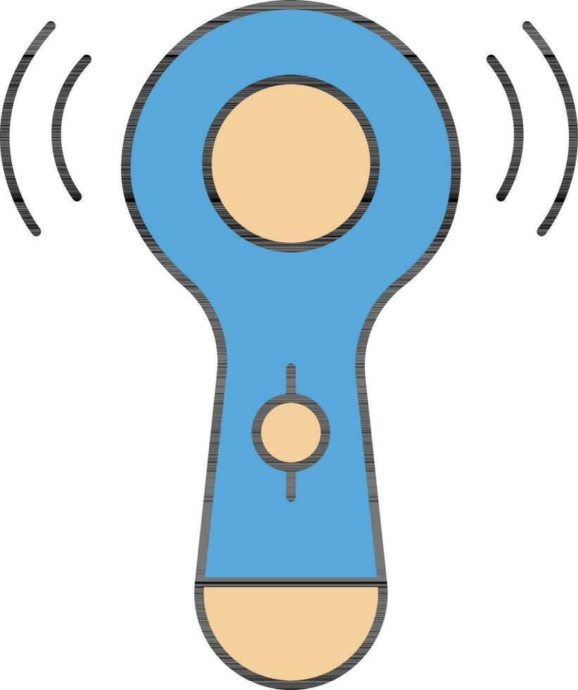 Handheld Metal Detector Icon In Blue And Orange Color. vector
