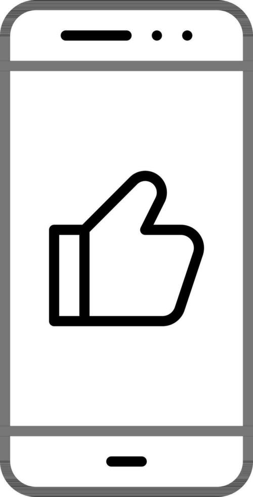 Linear Thumbs Up Symbol In Smartphone Screen Icon. vector