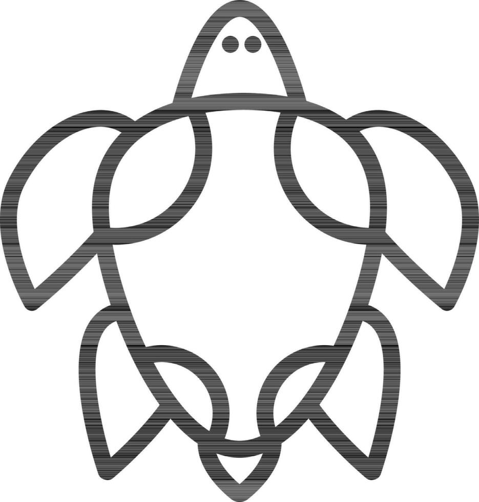 Turtle Icon In Black Line Art. vector