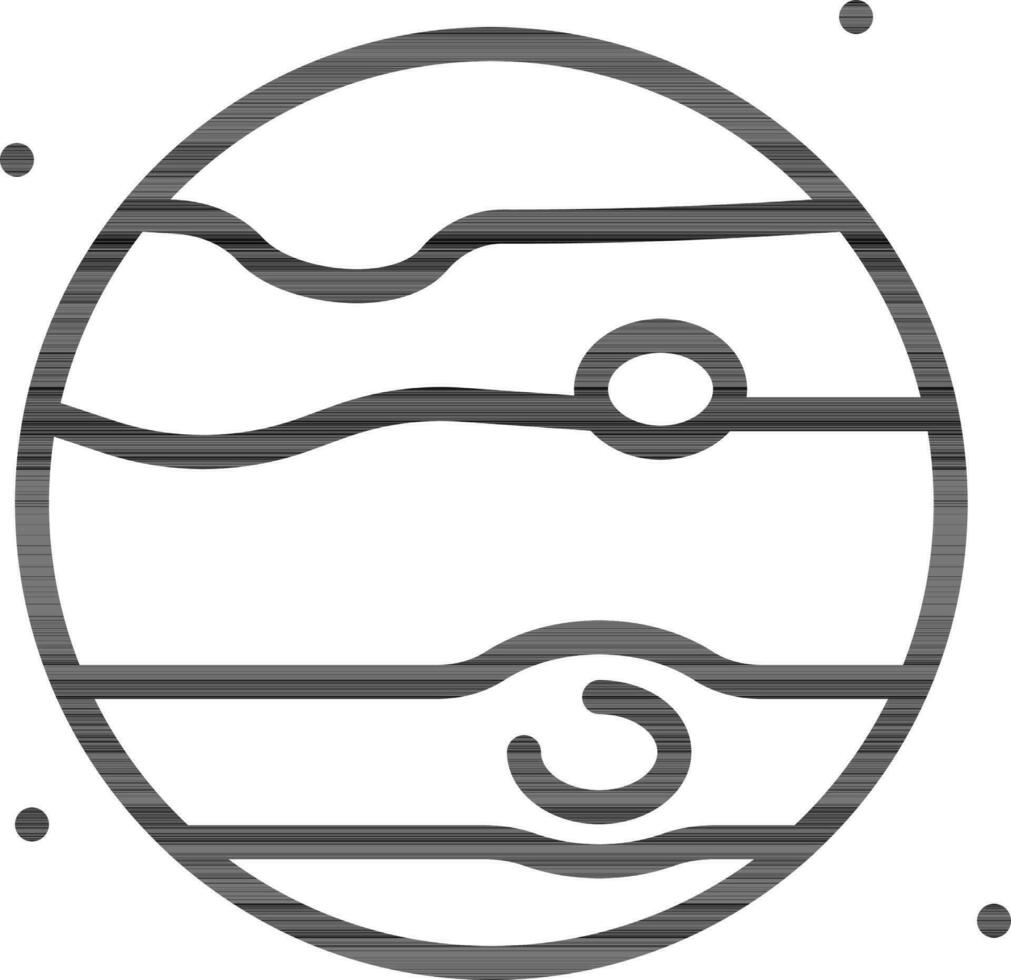 Jupiter Icon In Thin Line Art. vector