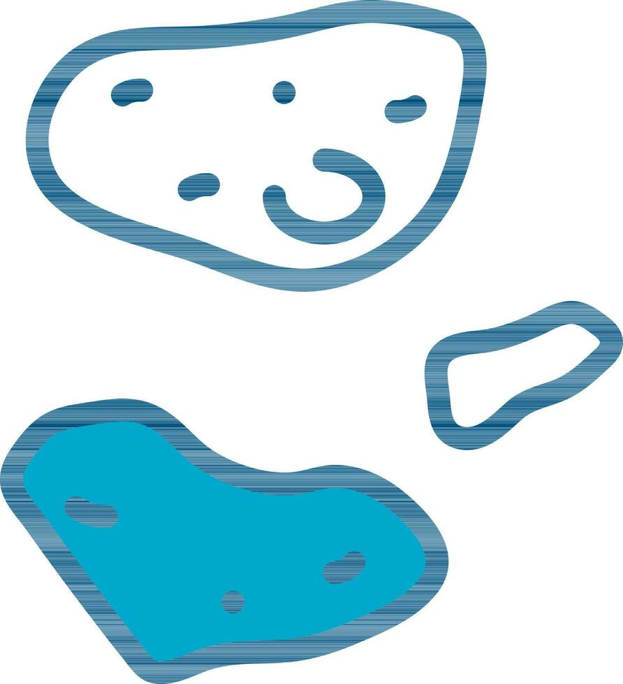 Asteroids Icon In Blue And White Color. vector