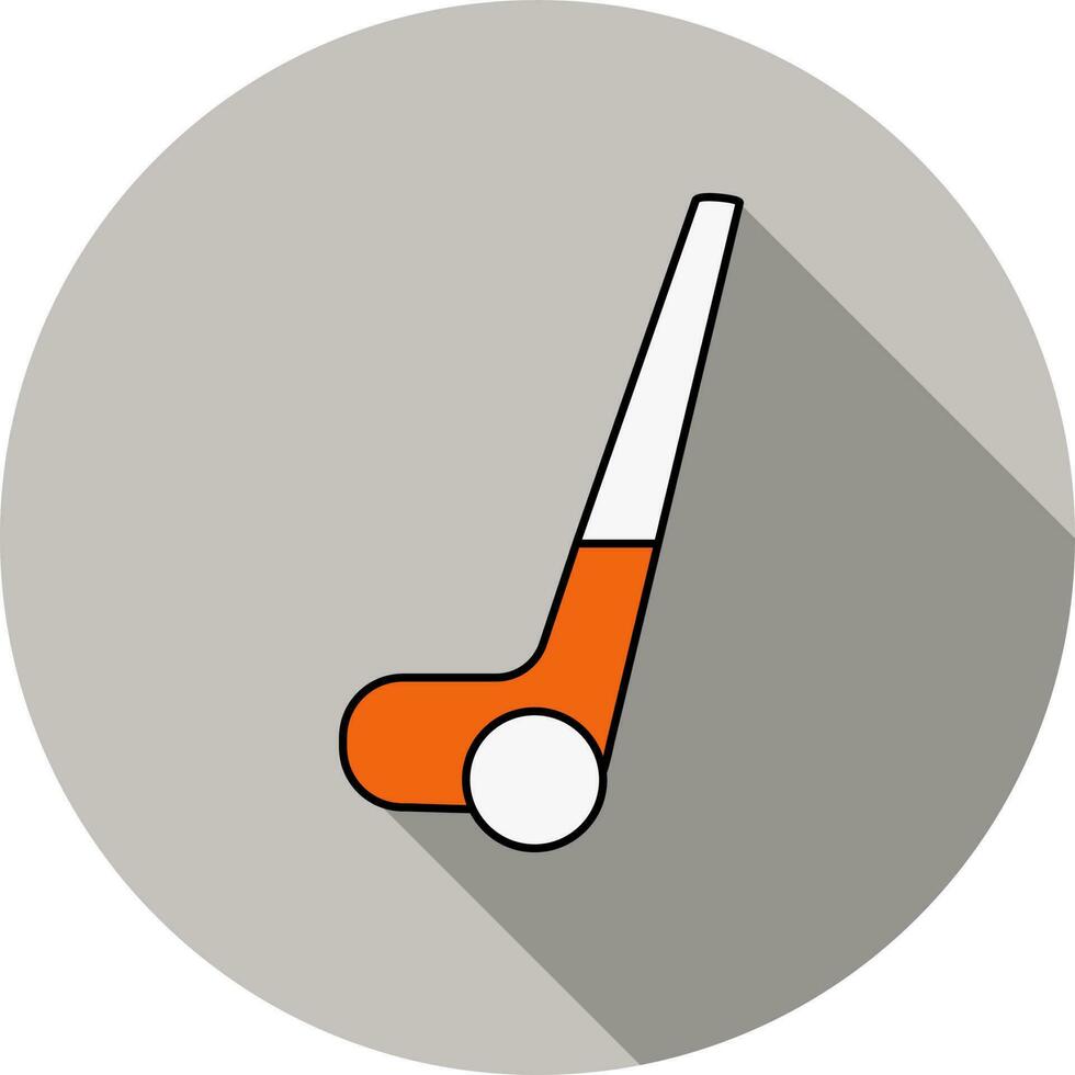 hockey palo con pelota icono en naranja y blanco color. vector