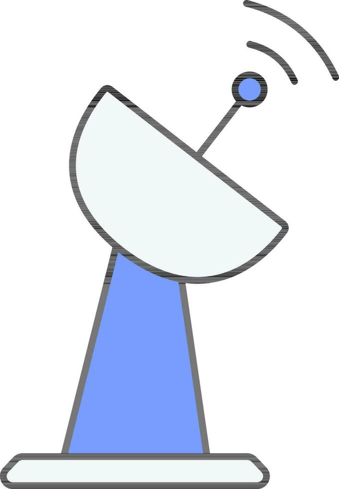 Satellite Dish Flat Icon In Blue And White Color. vector