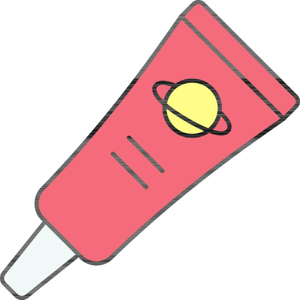 Space Food Tube Flat Icon In Yellow And Red Color. vector