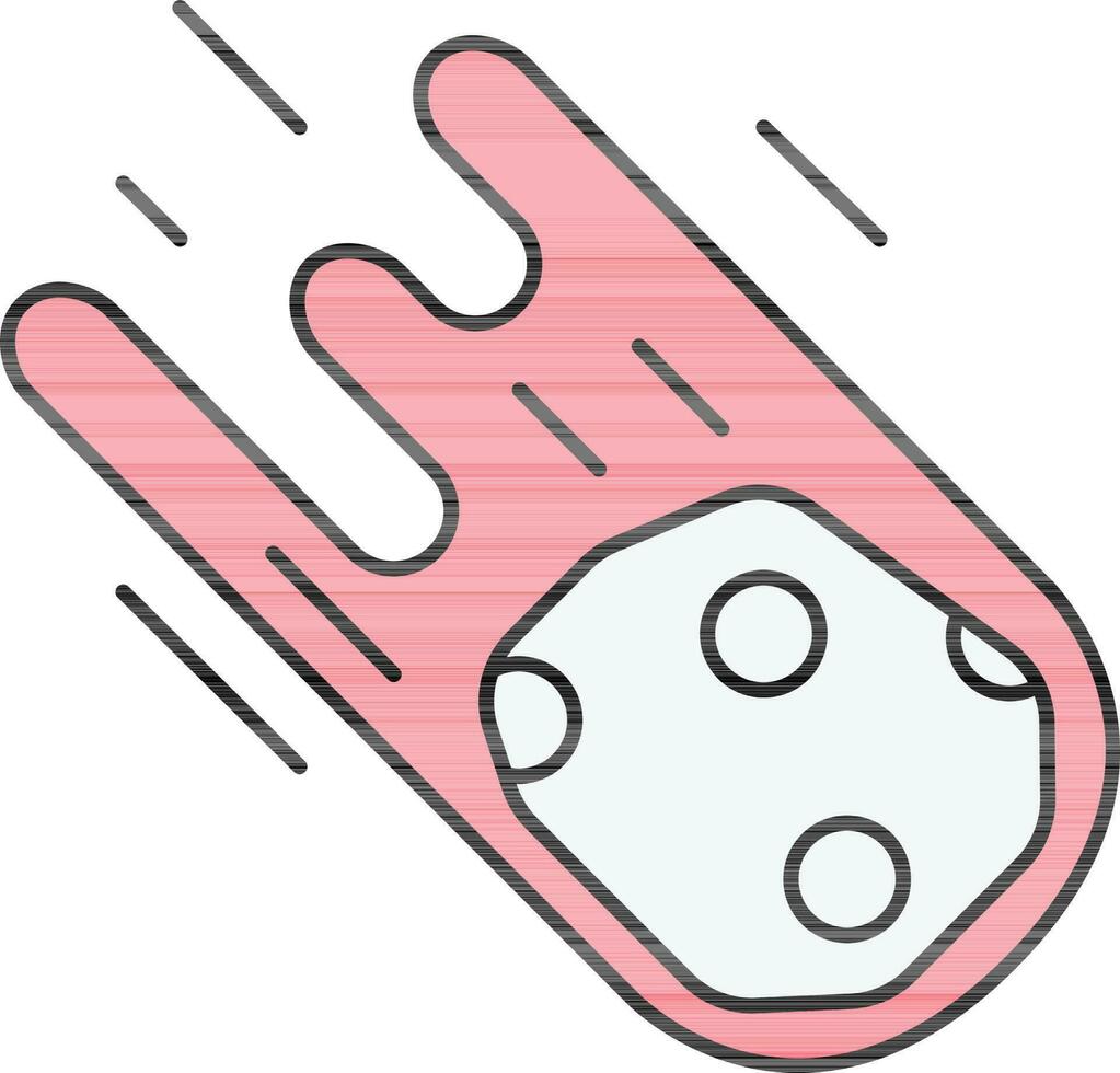 Flat Style Asteroid Icon In White And Red Color. vector