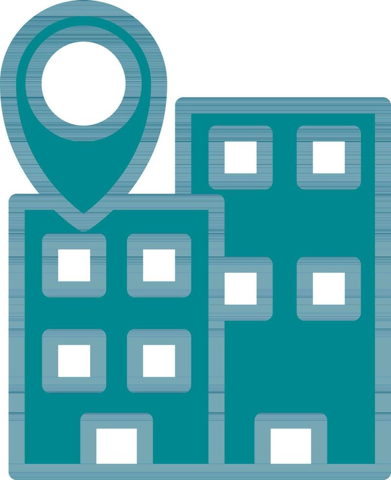 Building Location Icon In Cyan And White Color. vector