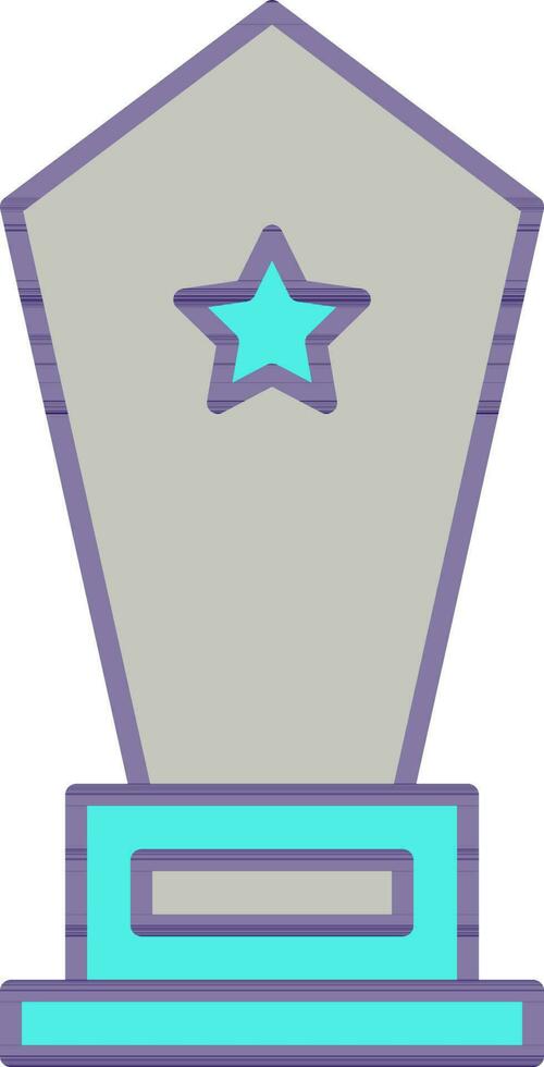Star On Trophy Flat Icon In Grey And Turquoise Color. vector