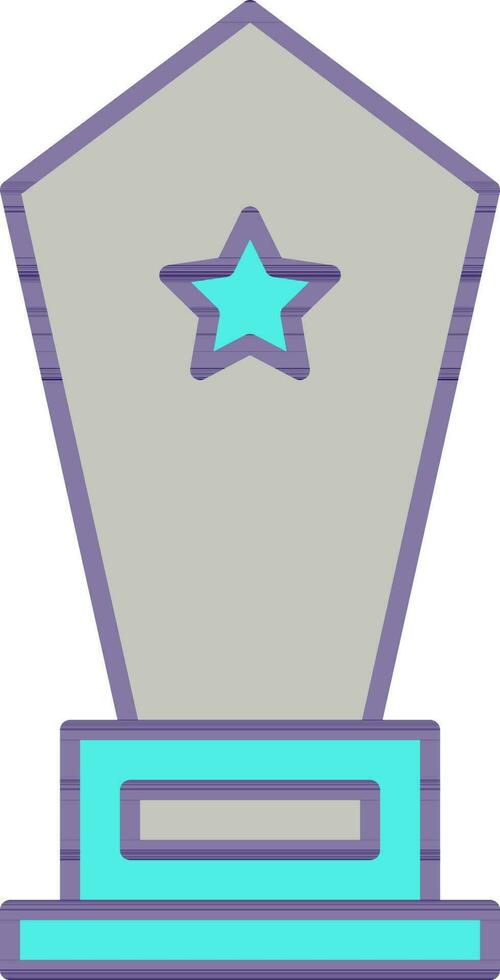 Star On Trophy Flat Icon In Grey And Turquoise Color. vector