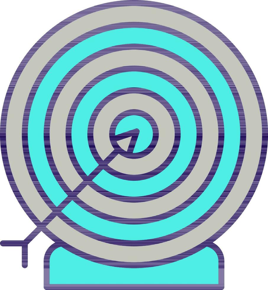 Arrow Hit In Target Board Grey And Turquoise Icon. vector