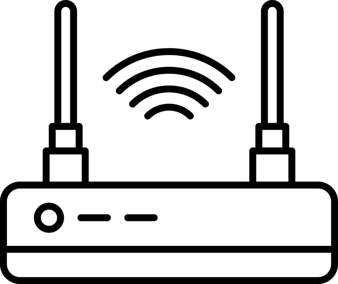 Wireless Router Icon In Thin Line Art. vector