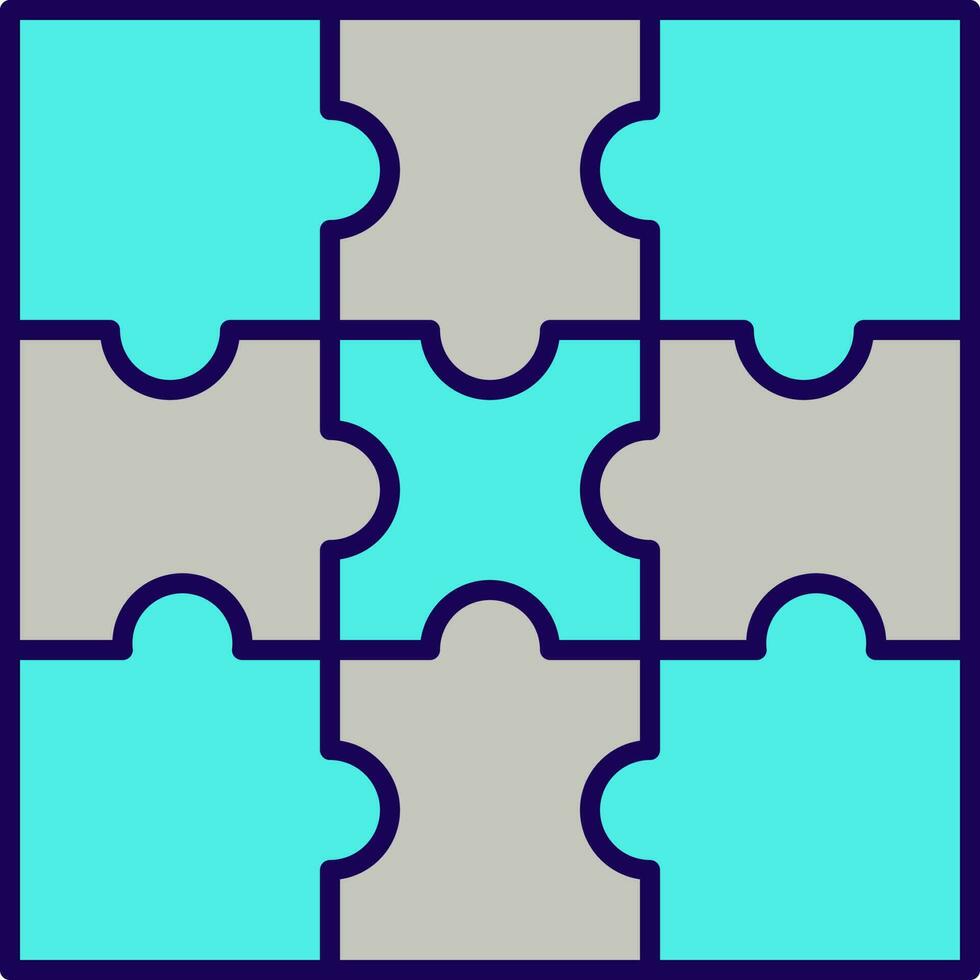 Flat Style Puzzle Grey And Turquoise Icon. vector