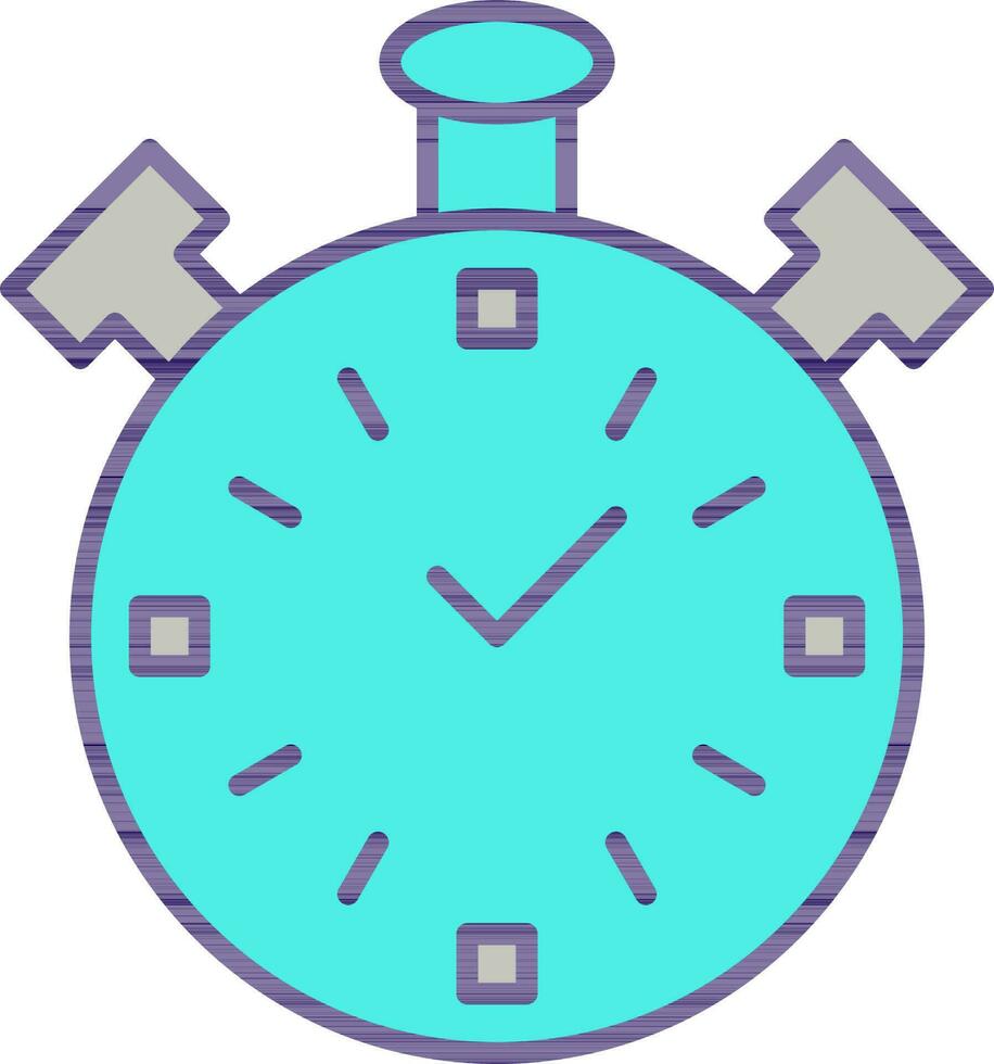 Illustration Of Stop Clock Grey And Turquoise Icon. vector