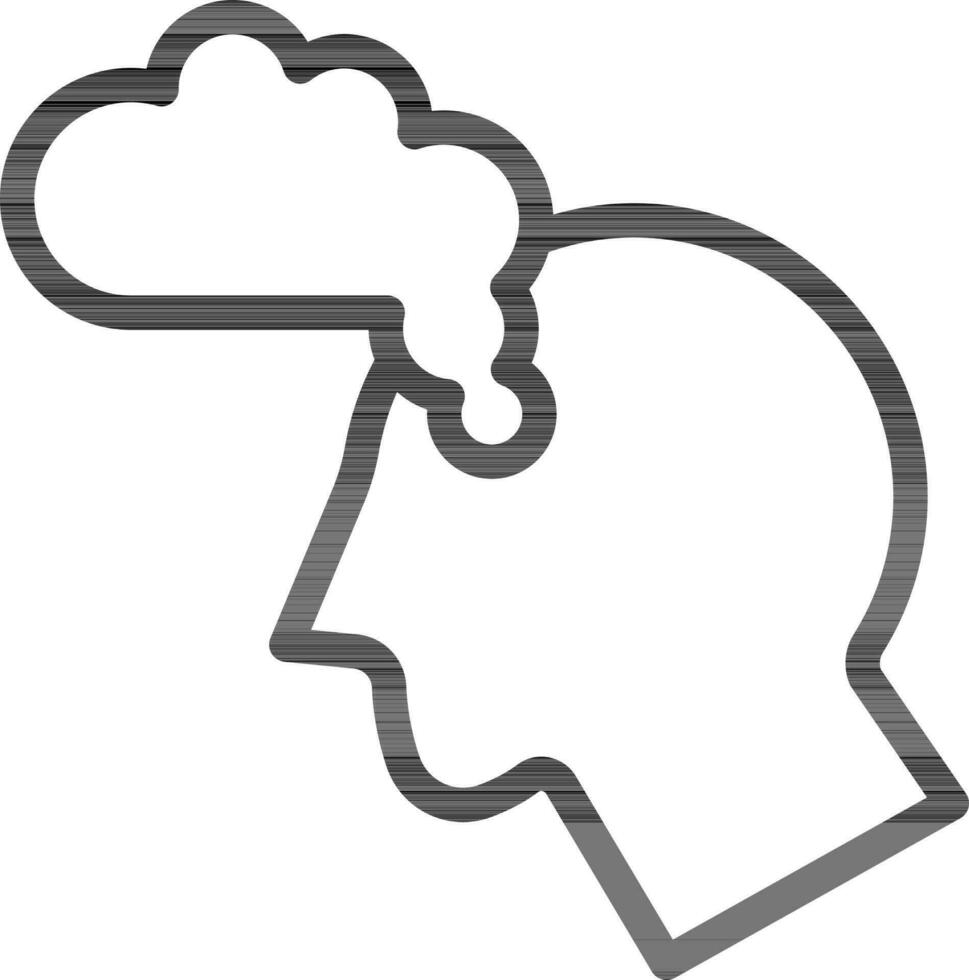 Human Thinking Icon In Black Line Art. vector