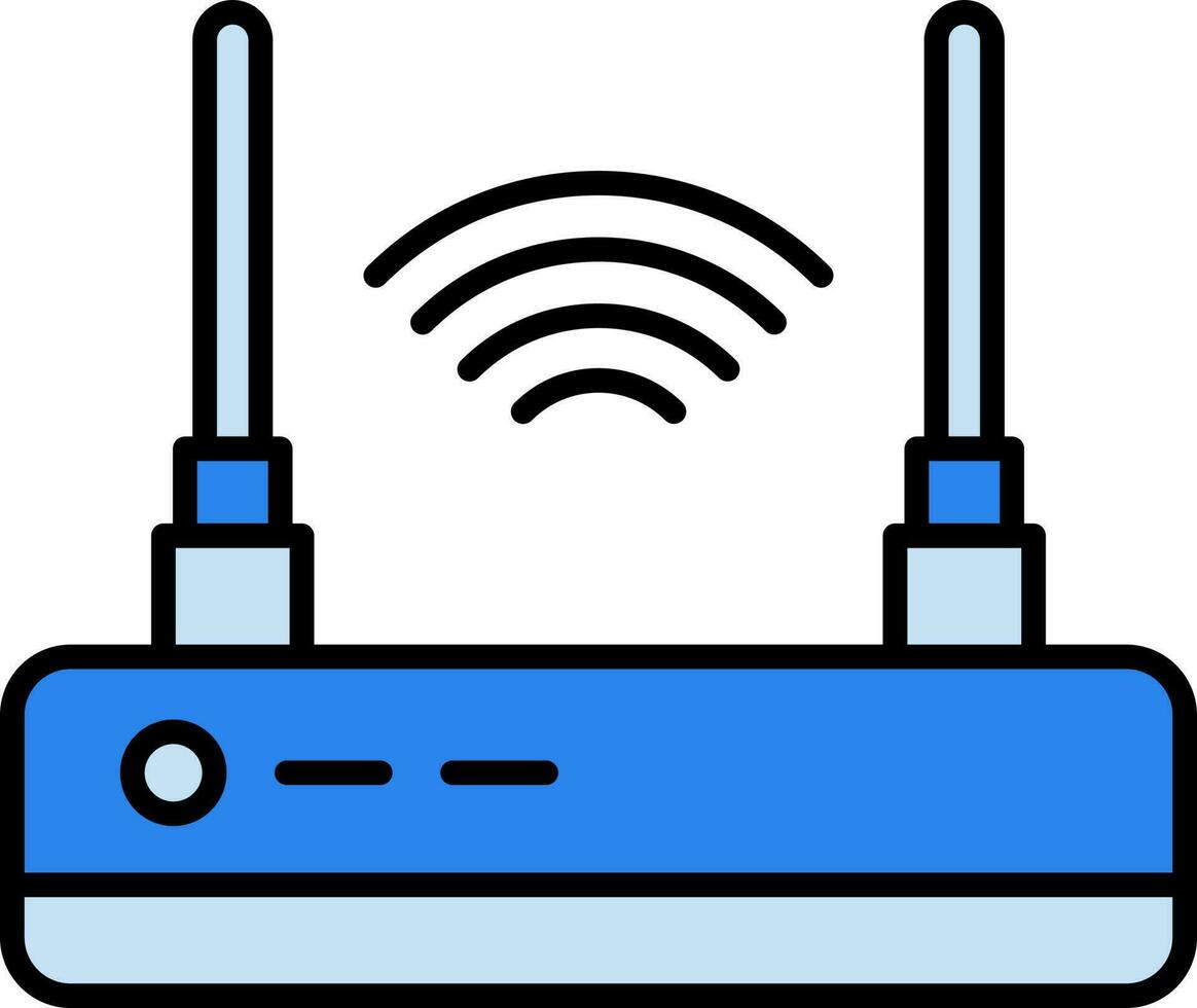 Wireless Router Icon In Blue Color. vector