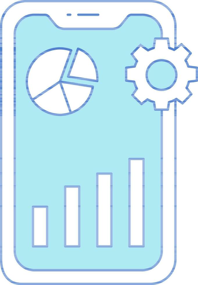 White And Blue Color Data Analysis Setup In Smartphone Icon. vector