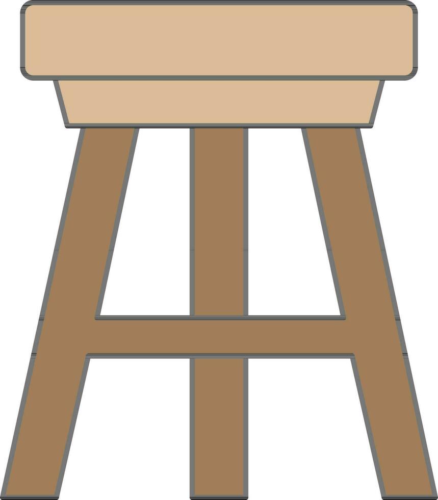 Three Legged Stool Icon In Brown Color. vector