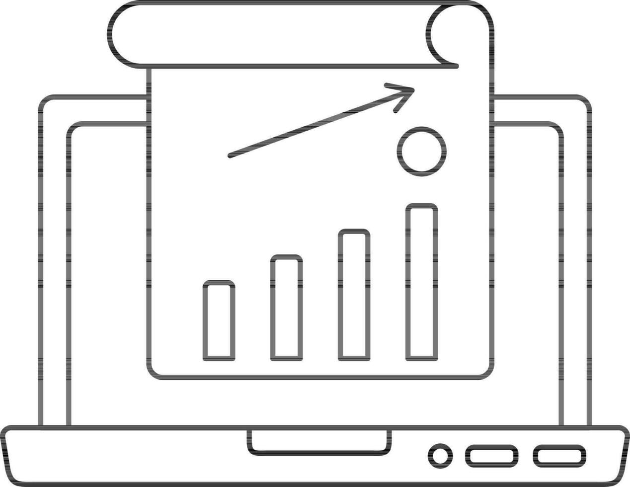 Growing Bar Graph In Laptop icon. vector