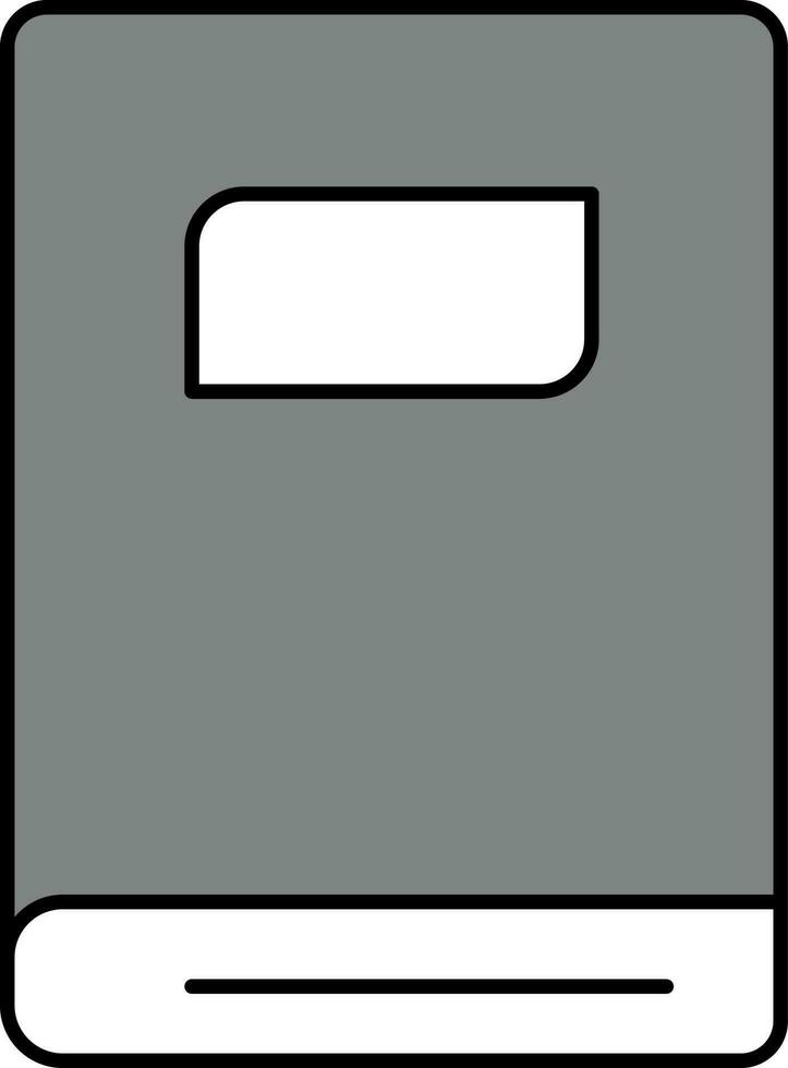 Gray And White Book Icon In Flat Style. vector