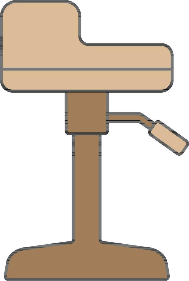 Height Adjustable Stool Icon In Brown Color. vector