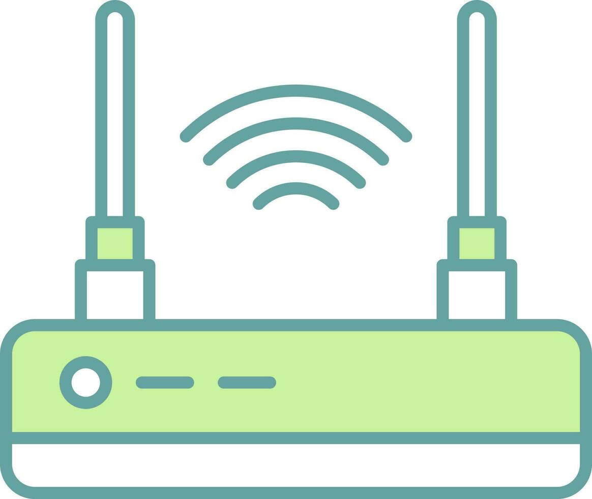 Wireless Router Icon In Green And White Color. vector